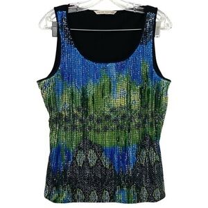 Peter Nygard Y2K Art To Wear Beaded Sequin Tank Top  Abstract Wearable Art